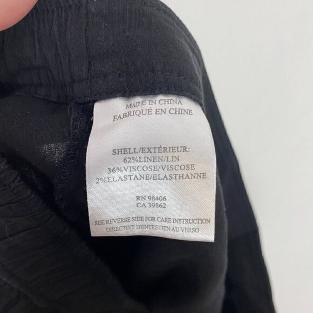 Theory Termin Black Linen Blend Elastic Waist Pull On Pants - Picture 8 of 8